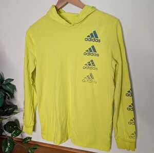 Adidas Yellow Green Lightweight Hoodie Boys Large 14-16